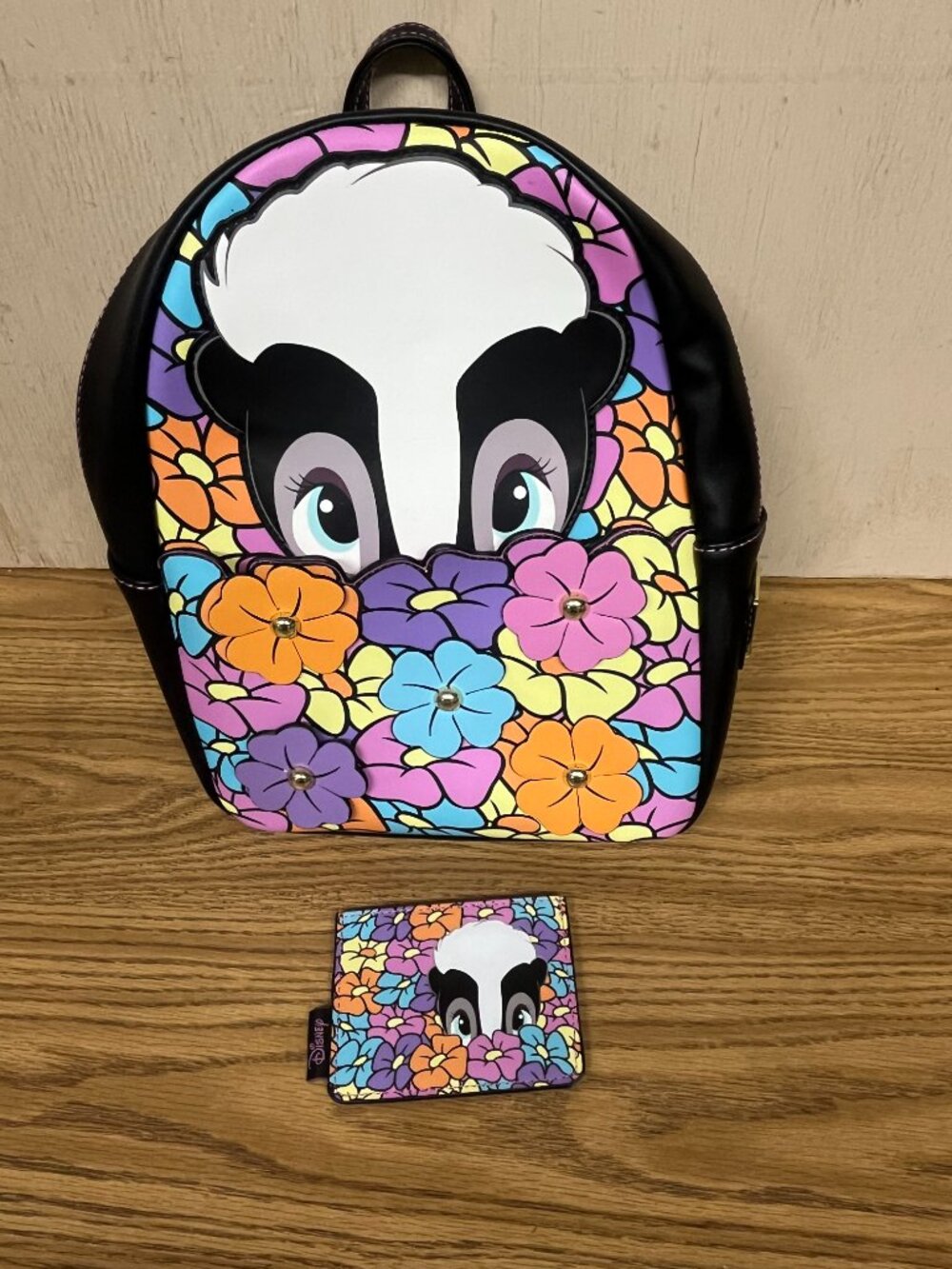 Loungefly Disney Mini Bambi Flower Skunk Backpack & Matching Cardholder Wallet